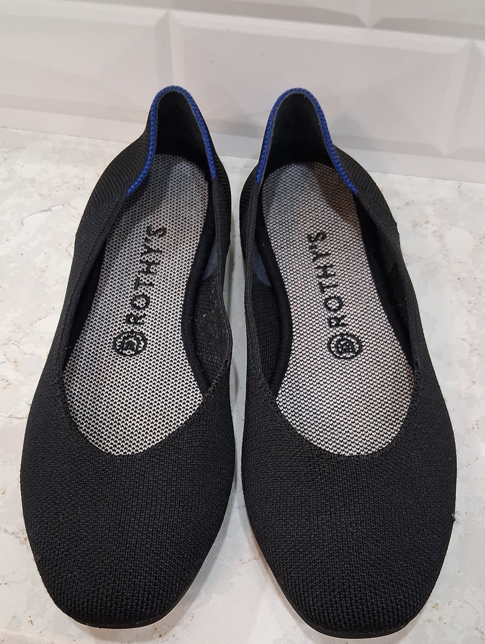 Rothy's The Flat Black Knit Ballet Flats Size 8.5